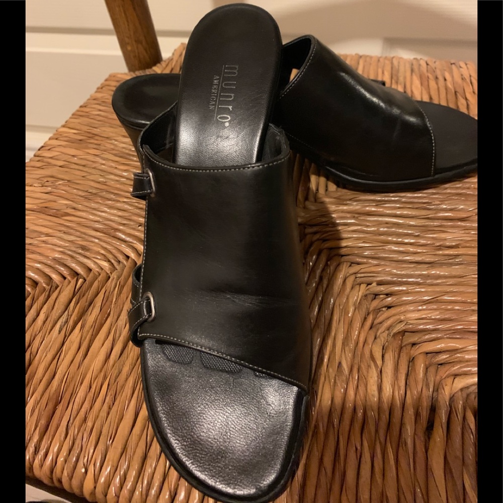 Munro black leather slides or mules shoes 10M